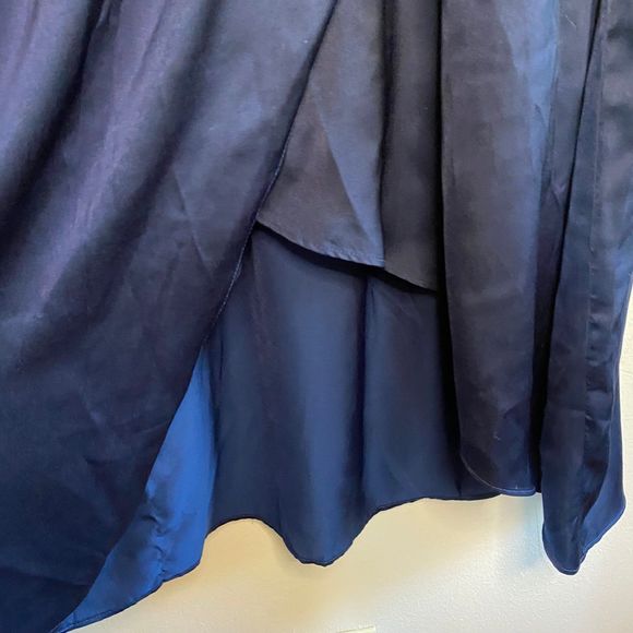 CITY CHIC woman's size 12 Sleek Tie navy blue keyhole neck asymmetrical dress - Picture 7 of 11